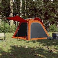 Berkfield Home Modern Camping Tent 4-Person Grey & Orange Quick Release Waterproof