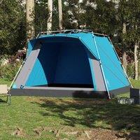 Berkfield Home Modern Camping Tent Cabin 4-Person Blue Quick Release