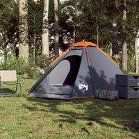 Berkfield Home Modern Camping Tent Dome 4-Person Grey & Orange Waterproof