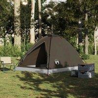 Berkfield Home Modern Camping Tent Dome 4-Person Brown Waterproof