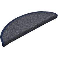 Berkfield Home Comfortable Carpet Stair Treads 15 pcs Dark Grey & Blue 56x17x3 cm | Size: Medium