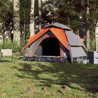 Berkfield Home Modern Camping Tent Dome 5-Person Grey & Orange Quick Release
