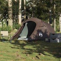Berkfield Home Modern Camping Tent Tunnel 3-Person Brown Waterproof