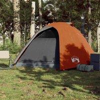 Berkfield Home Modern Camping Tent Dome 4-Person Grey & Orange Waterproof