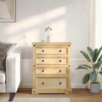Berkfield Home Beautiful Chest of Drawers Corona 92x48x120 cm Solid Wood Pine in Light Brown | Size: 92 x 48 x 120 cm