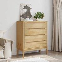 Berkfield Home Beautiful Chest of Drawers FLORO Wax Brown Solid Wood Pine in Tan