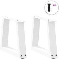 Berkfield Home Modern Dining Table Legs V-Shape 2 pcs White 30x(30-31.3) cm Steel