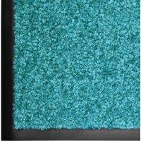 Berkfield Home Pliable Doormat Washable Cyan 90x120 cm in Aqua