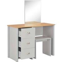 Berkfield Home Modern Dressing Table with Mirror & Stool Grey 104x45x131 cm | Size: 104 x 45 x 131 cm