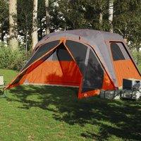 Berkfield Home Modern Family Tent with Porch 6-Person Grey & Orange Waterproof