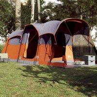 Berkfield Home Modern Family Tent Tunnel 8-Person Grey & Orange Waterproof