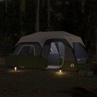 Berkfield Home Modern Family Tent with LED 9-Person Light Green Quick Release