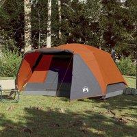 Berkfield Home Modern Family Tent with Porch 6-Person Grey & Orange Waterproof