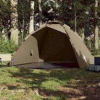 Berkfield Home Beautiful Fishing Tent 4-Person Brown Quick Release