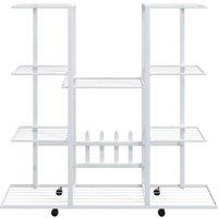 Berkfield Home Durable Flower Stand with Wheels 94.5x24.5x91.5 cm White Iron