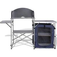 Berkfield Home Durable Foldable Camping Kitchen Unit with Windshield Aluminium in Silver