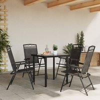 Berkfield Home Beautiful Folding Garden Chairs 4 pcs Melange Grey Steel & Textilene