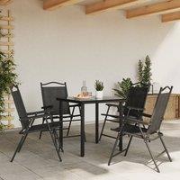 Berkfield Home Beautiful Folding Garden Chairs 4 pcs Melange Grey Steel & Textilene