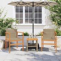 Berkfield Home Beautiful Garden Chairs 2 pcs Beige Poly Rattan&Solid Wood