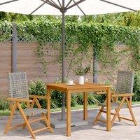 Berkfield Home Beautiful Garden Chairs 2 pcs Grey Solid Wood Acacia & Poly Rattan