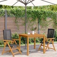 Berkfield Home Beautiful Garden Chairs 2 pcs Black Solid Wood Acacia & Poly Rattan