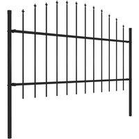 Berkfield Home Durable Garden Fence with Spear Top Steel (1-1.25)x10.2 m Black