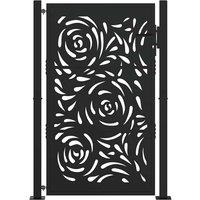 Berkfield Home Beautiful Garden Gate Black 105x155 cm Steel Flame Design