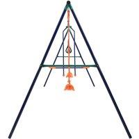 Berkfield Home Swing Set with Gymnastic Rings & 4 Seats Steel in Navy