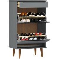 Berkfield Home Shoe Cabinet MOLDE Grey 59, 5x35x103 cm Solid Wood Pine | Size: 5 x 35 x 103 cm