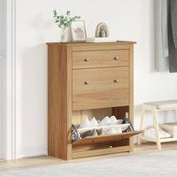 Berkfield Home Shoe Cabinet Panama 80x35x105 cm Solid Wood Pine in Brown | Size: 80 x 35 x 105 cm