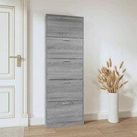Berkfield Home Shoe Cabinet Grey Sonoma 59x17x169 cm Engineered Wood | Size: 59 x 17 x 169 cm