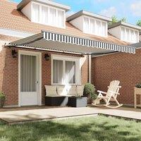 Berkfield Home Manual Retractable Awning Anthracite & White 400x300 cm in Black