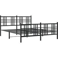 Berkfield Home Metal Bed Frame without Mattress with Footboard Black 150x200cm | Size: 150x200 cm