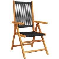Berkfield Home Reclining Garden Chairs 8 pcs Black Solid Wood Acacia