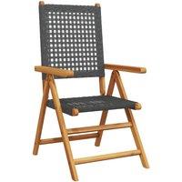 Berkfield Home Reclining Garden Chairs 8 pcs Black Poly Rattan & Solid Wood