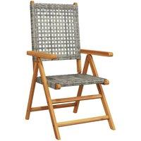 Berkfield Home Reclining Garden Chairs 6 pcs Grey Poly Rattan & Solid Wood
