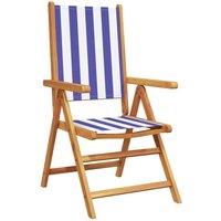Berkfield Home Reclining Garden Chairs 6 pcs Blue & White Fabric & Solid Wood