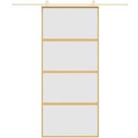 Berkfield Home Sliding Door Gold 90x205 cm Frosted ESG Glass & Aluminium