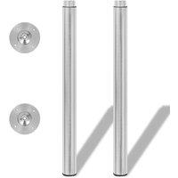 Berkfield Home Telescopic Table Legs 4 pcs Brushed Nickel 710 mm-1100 mm in Silver