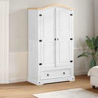 Berkfield Home Wardrobe Corona White 102x52x186 cm Solid Wood Pine | Size: 102 x 52 x 186 cm
