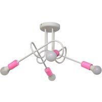 Netlighting Oxford Multi Arm Semi Flush Ceiling Light White Pink 44cm
