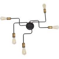 Netlighting Tube Multi Arm Semi Flush Ceiling Light Black Patina 73cm