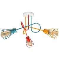 Netlighting Oxford Multi Arm Semi Flush Ceiling Light White Orange Red Turquoise 64cm