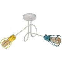 Netlighting Oxford Multi Arm Semi Flush Ceiling Light White Yellow Turquoise 42cm