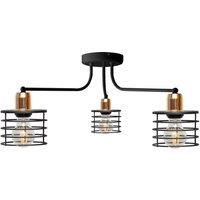 Netlighting Edison Multi Arm Semi Flush Ceiling Light Black Copper 65cm