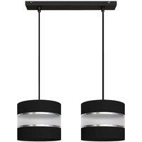 Netlighting Helen Straight Bar Pendant Ceiling Light Black Silver 45cm