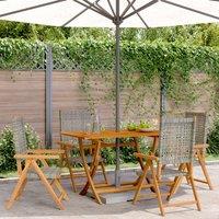 Berkfield Home Reclining Garden Chairs 4 pcs Grey Poly Rattan & Solid Wood
