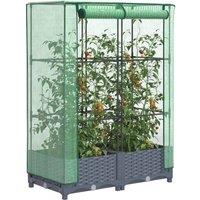 Berkfield Home Raised Bed with Greenhouse Cover Rattan Look 80x40x123 cm in Black | Size: 80 x 40 x 123 cm