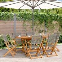 Berkfield Home Folding Garden Chairs 6 pcs Grey Poly Rattan & Solid Wood