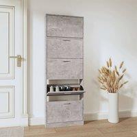 Berkfield Home Shoe Cabinet Concrete Grey 59x17x169 cm Engineered Wood | Size: 59 x 17 x 169 cm